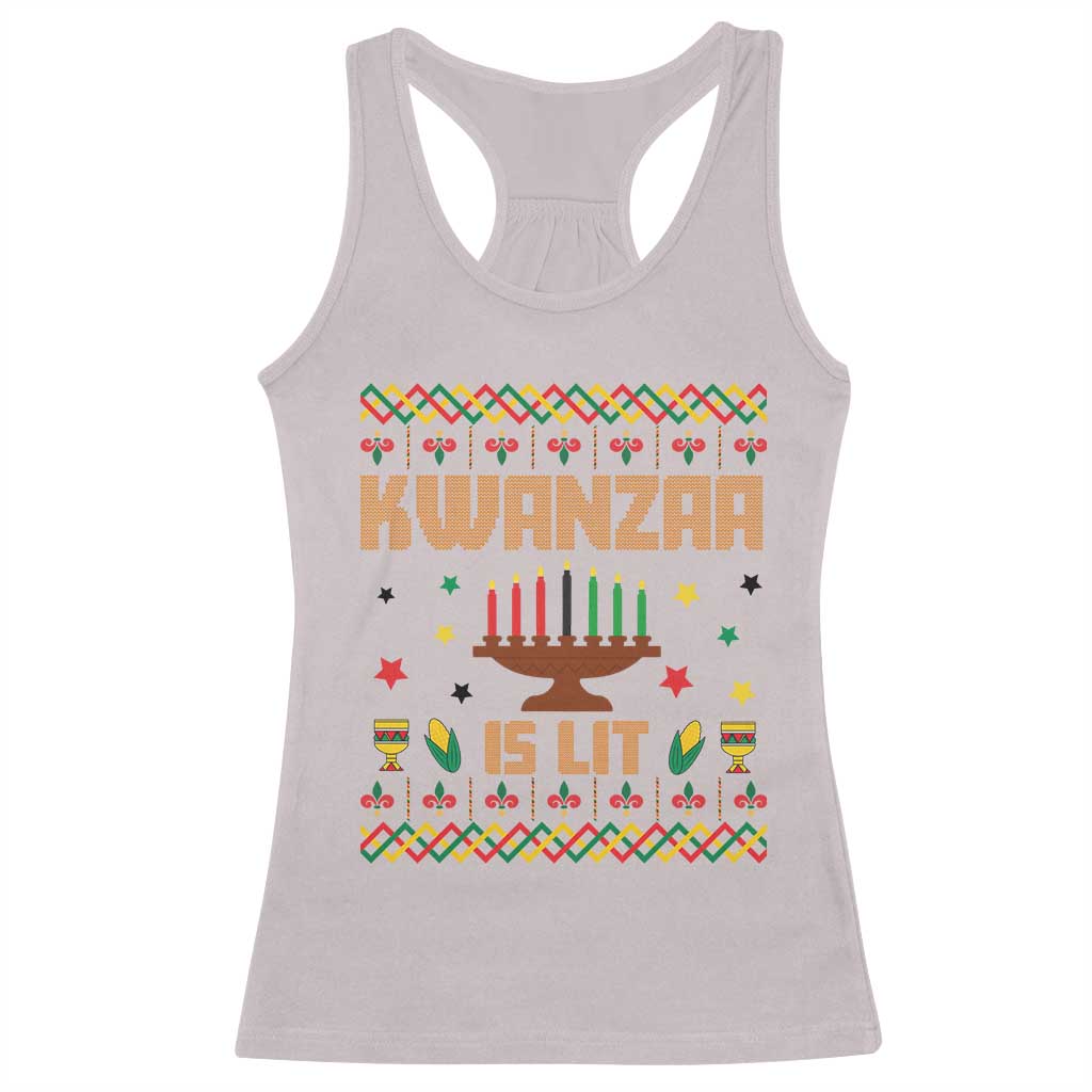 Funny Kwanzaa Is Lit Racerback Tank Top Ugly Sweater African Heritage Holiday Gift - Wonder Print Shop