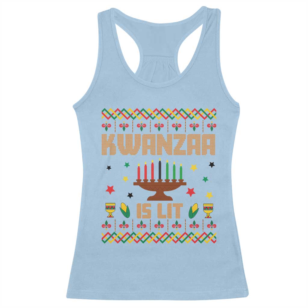 Funny Kwanzaa Is Lit Racerback Tank Top Ugly Sweater African Heritage Holiday Gift - Wonder Print Shop