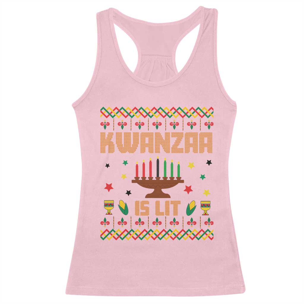 Funny Kwanzaa Is Lit Racerback Tank Top Ugly Sweater African Heritage Holiday Gift - Wonder Print Shop