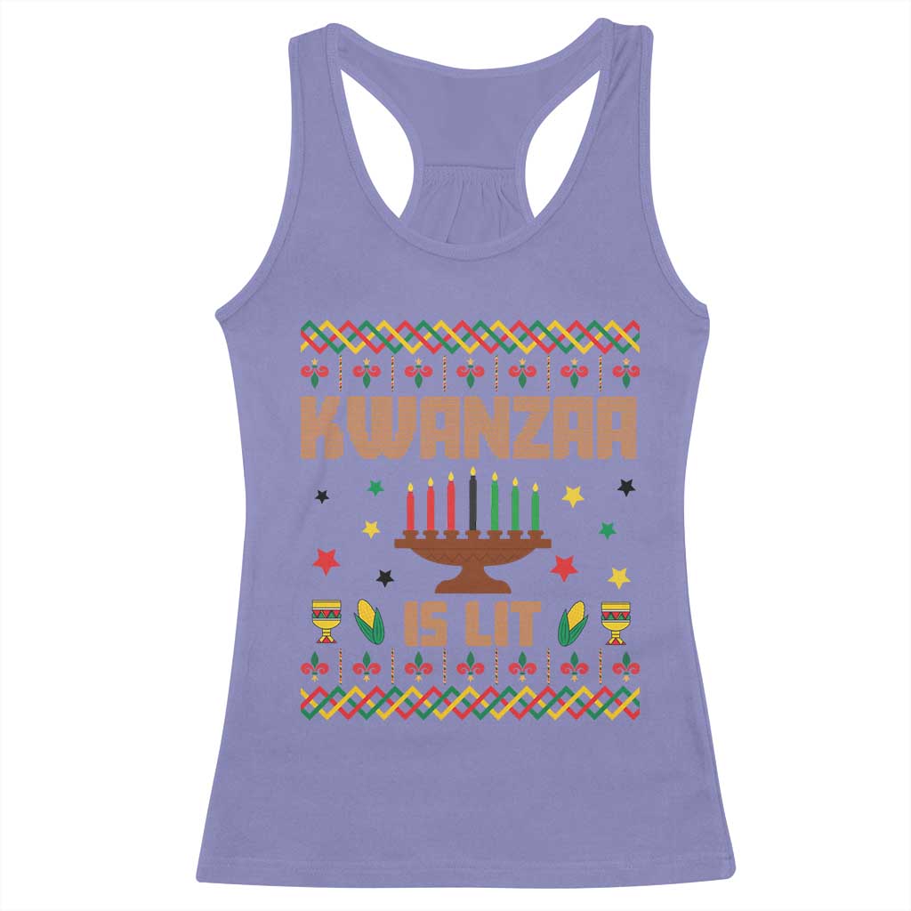 Funny Kwanzaa Is Lit Racerback Tank Top Ugly Sweater African Heritage Holiday Gift - Wonder Print Shop