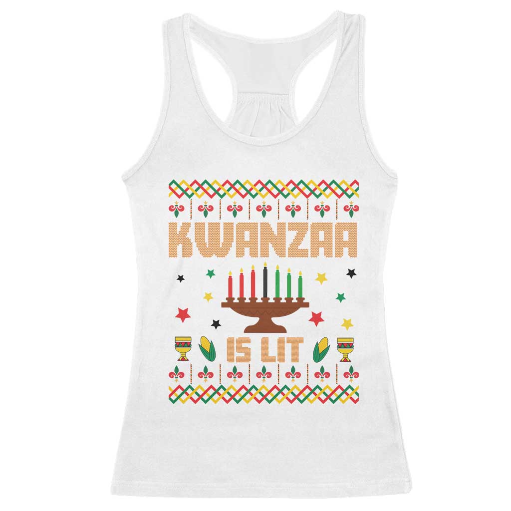 Funny Kwanzaa Is Lit Racerback Tank Top Ugly Sweater African Heritage Holiday Gift - Wonder Print Shop