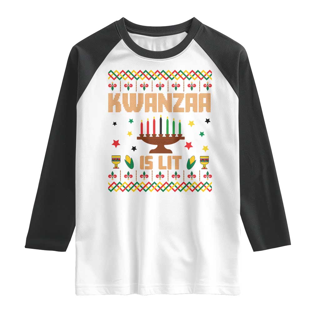 Funny Kwanzaa Is Lit Raglan Shirt Ugly Sweater African Heritage Holiday Gift - Wonder Print Shop