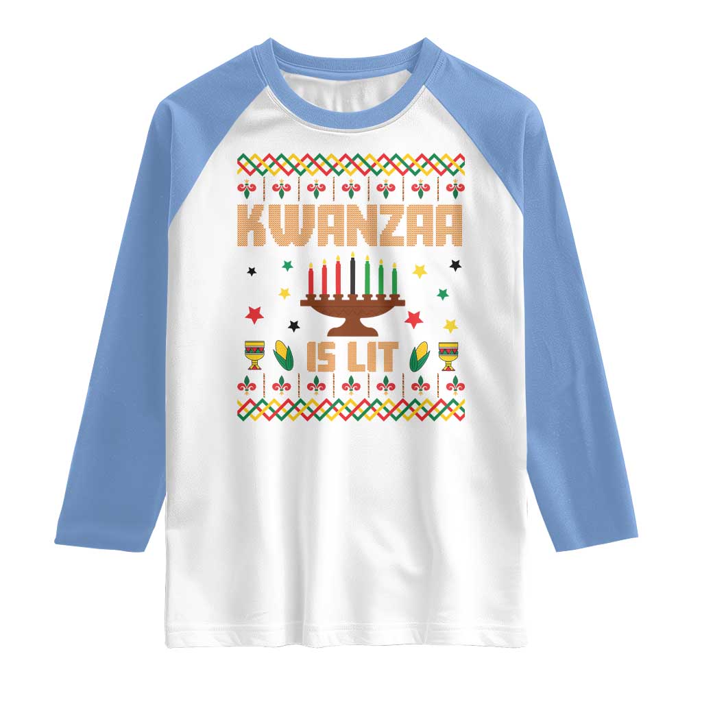 Funny Kwanzaa Is Lit Raglan Shirt Ugly Sweater African Heritage Holiday Gift - Wonder Print Shop