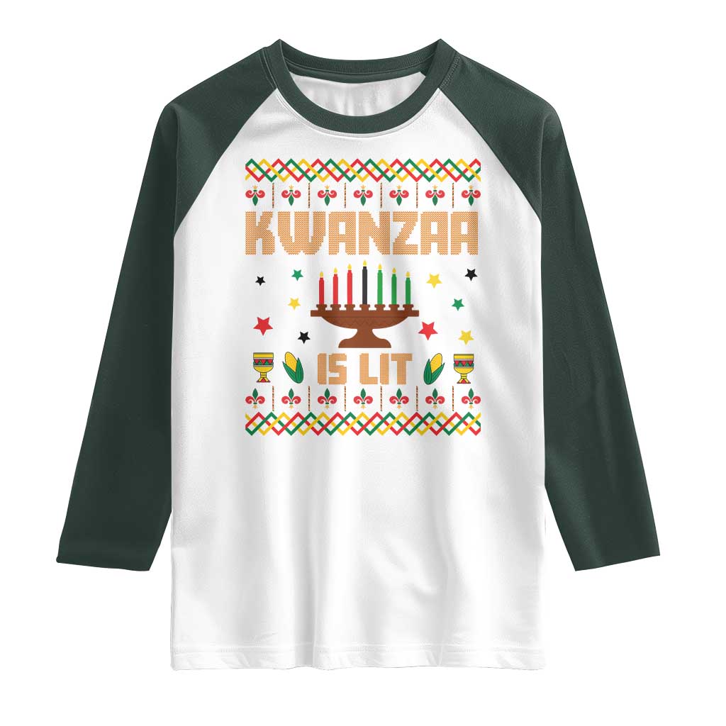 Funny Kwanzaa Is Lit Raglan Shirt Ugly Sweater African Heritage Holiday Gift - Wonder Print Shop
