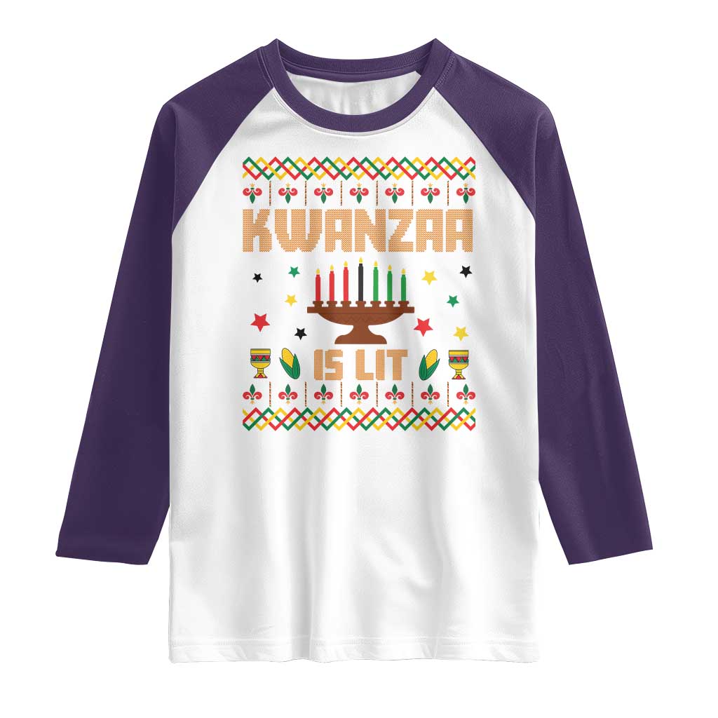 Funny Kwanzaa Is Lit Raglan Shirt Ugly Sweater African Heritage Holiday Gift - Wonder Print Shop