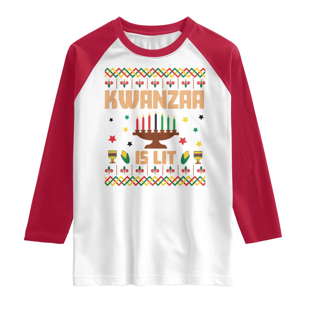 Funny Kwanzaa Is Lit Raglan Shirt Ugly Sweater African Heritage Holiday Gift - Wonder Print Shop