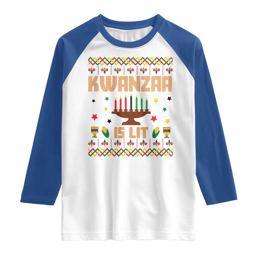 Funny Kwanzaa Is Lit Raglan Shirt Ugly Sweater African Heritage Holiday Gift - Wonder Print Shop
