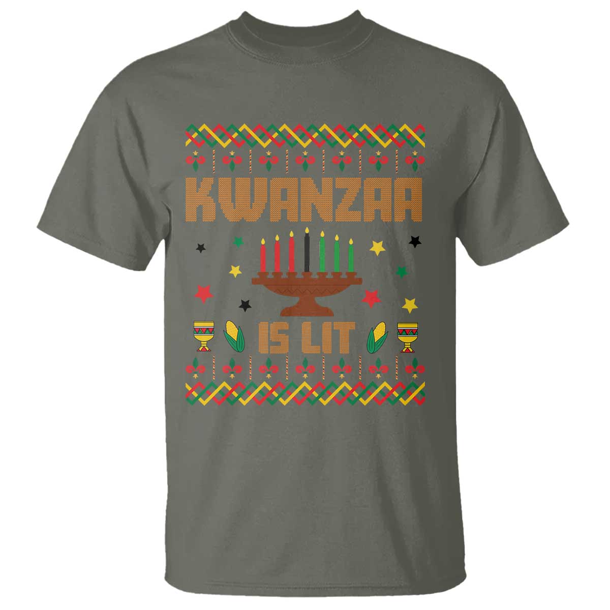 Funny Kwanzaa Is Lit T Shirt Ugly Sweater African Heritage Holiday Gift - Wonder Print Shop