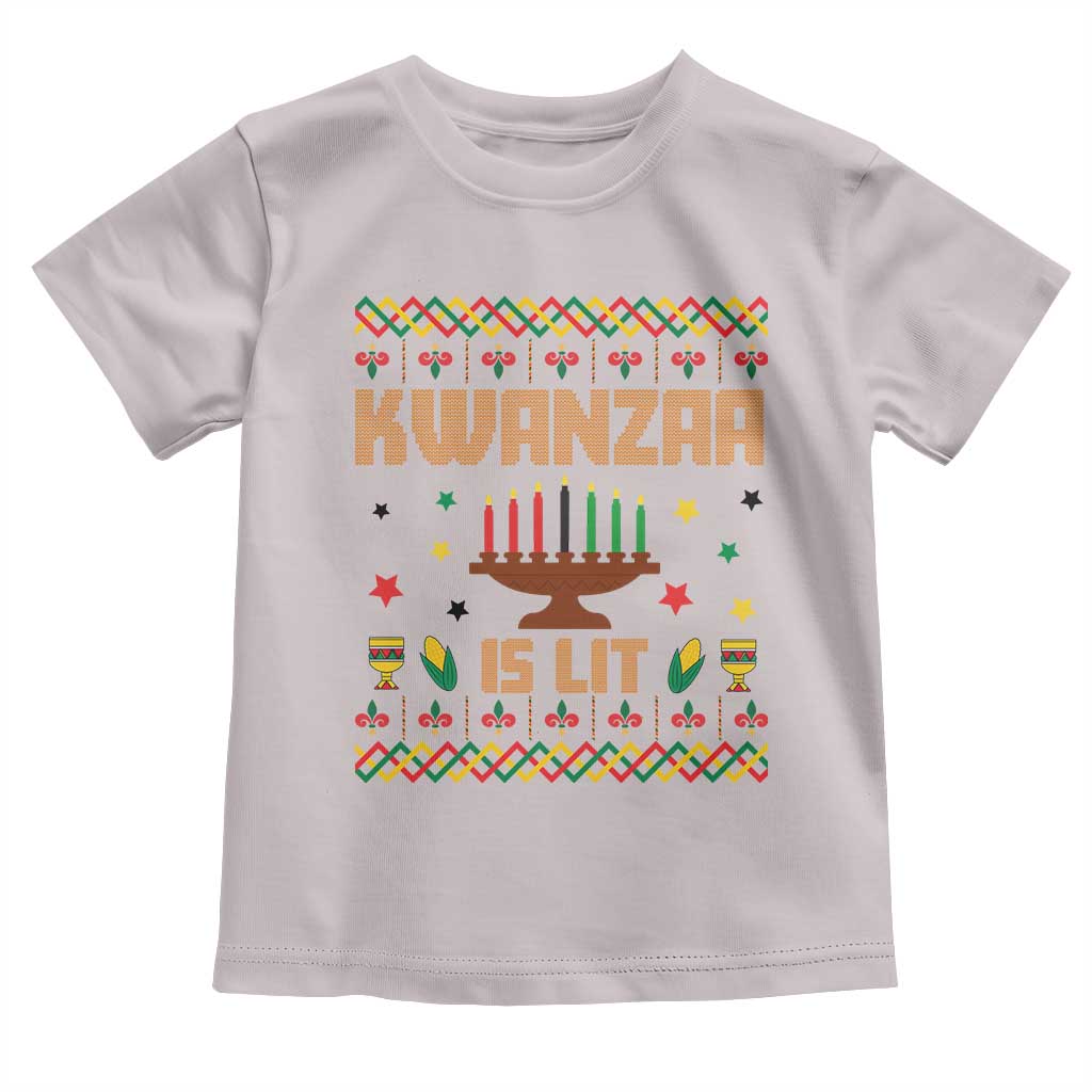 Funny Kwanzaa Is Lit Toddler T Shirt Ugly Sweater African Heritage Holiday Gift - Wonder Print Shop