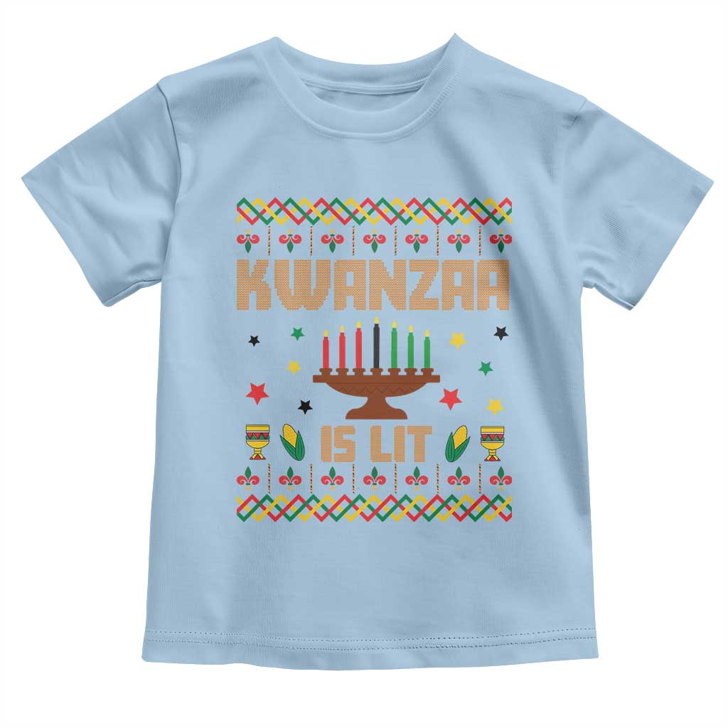 Funny Kwanzaa Is Lit Toddler T Shirt Ugly Sweater African Heritage Holiday Gift - Wonder Print Shop