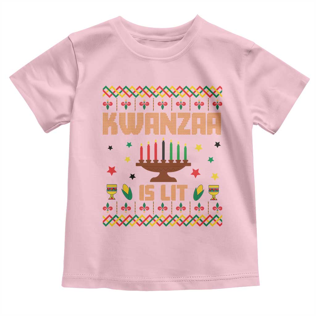 Funny Kwanzaa Is Lit Toddler T Shirt Ugly Sweater African Heritage Holiday Gift - Wonder Print Shop