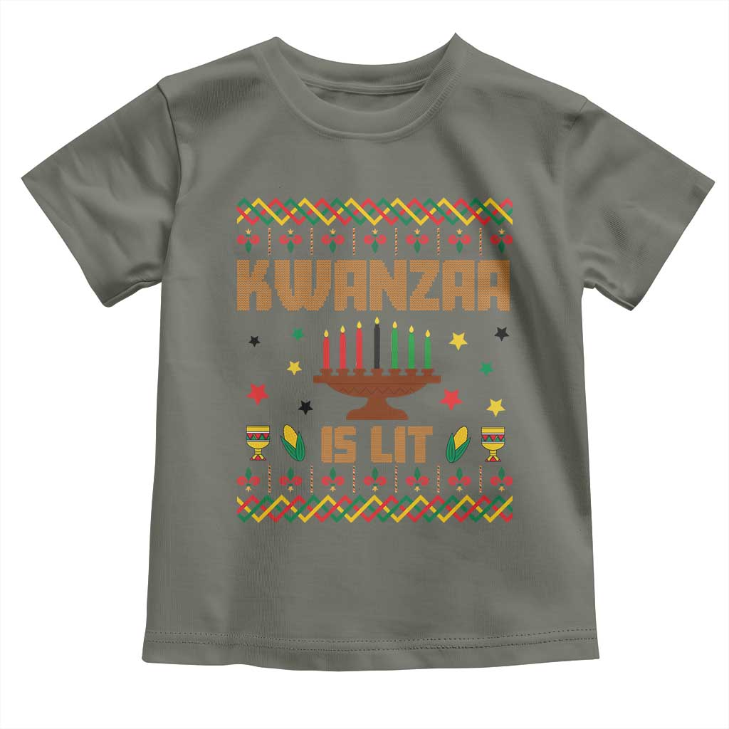 Funny Kwanzaa Is Lit Toddler T Shirt Ugly Sweater African Heritage Holiday Gift - Wonder Print Shop