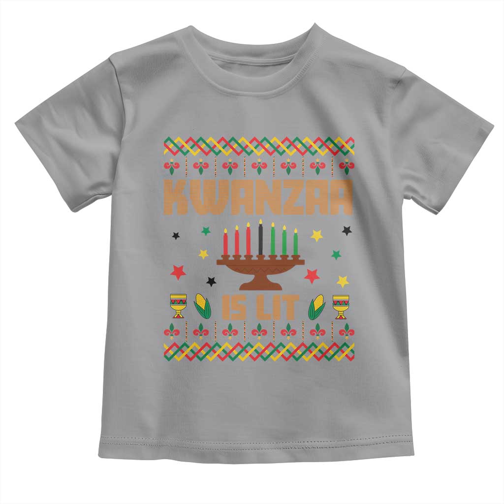 Funny Kwanzaa Is Lit Toddler T Shirt Ugly Sweater African Heritage Holiday Gift - Wonder Print Shop