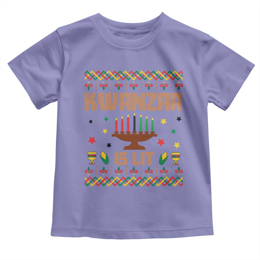 Funny Kwanzaa Is Lit Toddler T Shirt Ugly Sweater African Heritage Holiday Gift - Wonder Print Shop