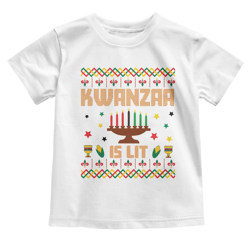 Funny Kwanzaa Is Lit Toddler T Shirt Ugly Sweater African Heritage Holiday Gift - Wonder Print Shop