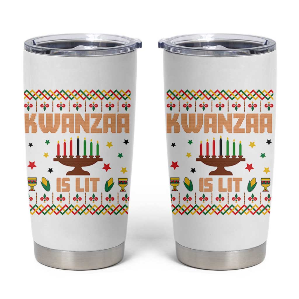 Funny Kwanzaa Is Lit Tumbler Cup Ugly Sweater African Heritage Holiday Gift - Wonder Print Shop