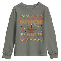 Funny Kwanzaa Is Lit Youth Sweatshirt Ugly Sweater African Heritage Holiday Gift - Wonder Print Shop