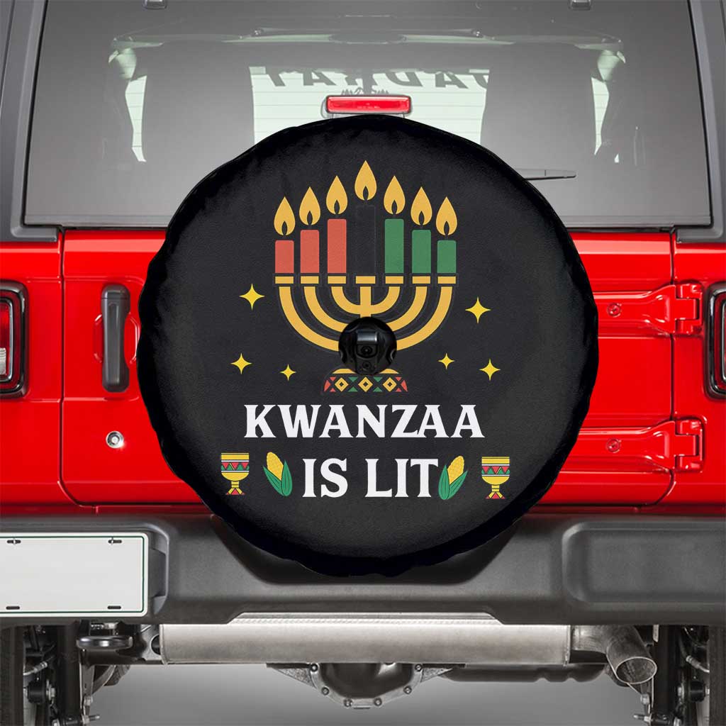 Kwanzaa Is Lit Spare Tire Cover Funny African American Holiday Gift - Wonder Print Shop