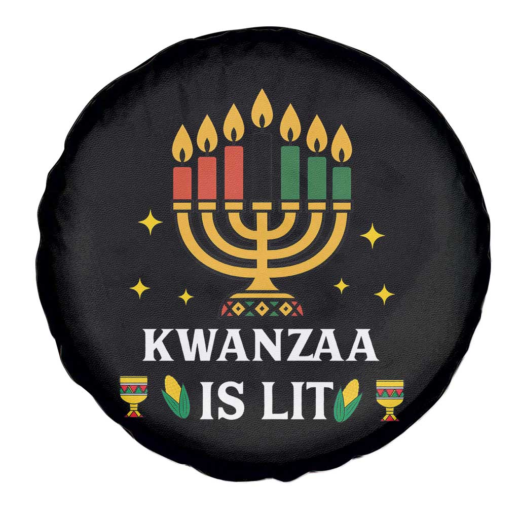 Kwanzaa Is Lit Spare Tire Cover Funny African American Holiday Gift - Wonder Print Shop