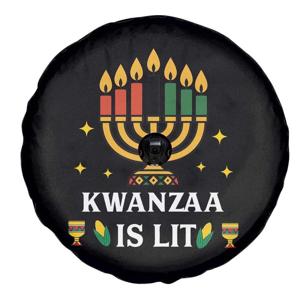 Kwanzaa Is Lit Spare Tire Cover Funny African American Holiday Gift - Wonder Print Shop