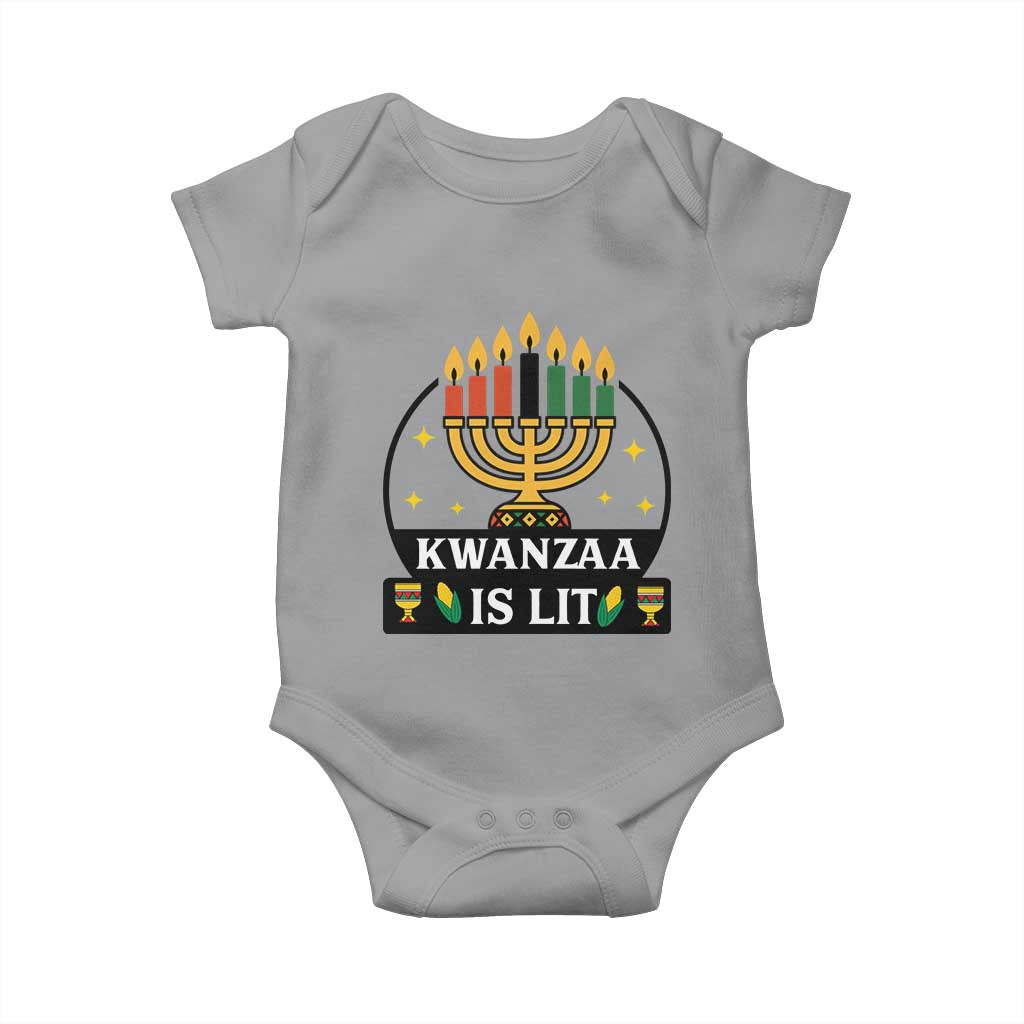 Kwanzaa Is Lit Baby Onesie Funny African American Holiday Gift - Wonder Print Shop