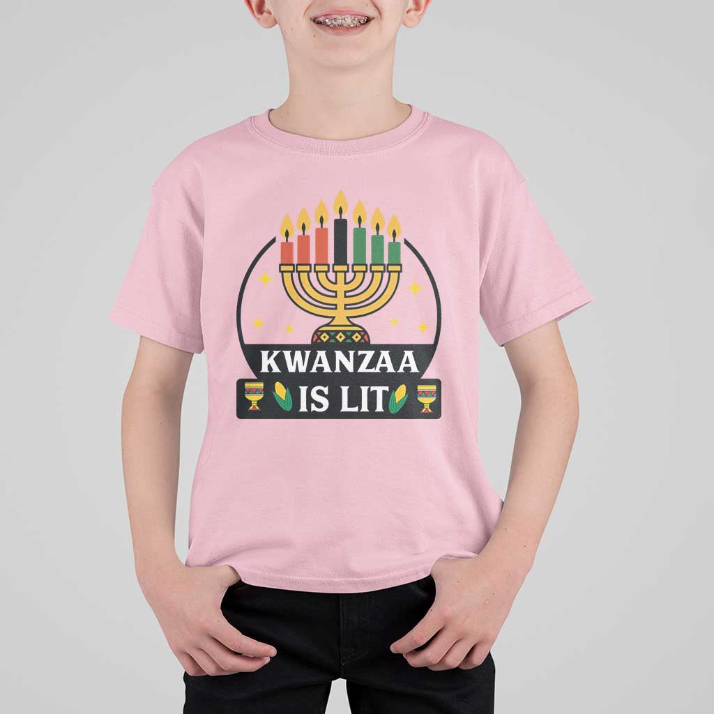 Kwanzaa Is Lit T Shirt For Kid Funny African American Holiday Gift - Wonder Print Shop
