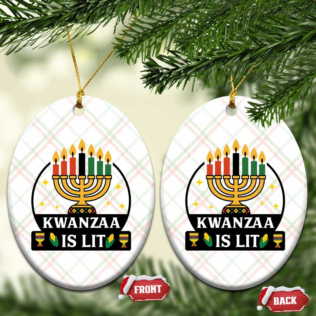 Kwanzaa Is Lit Ceramic Ornament Funny African American Holiday Gift - Wonder Print Shop