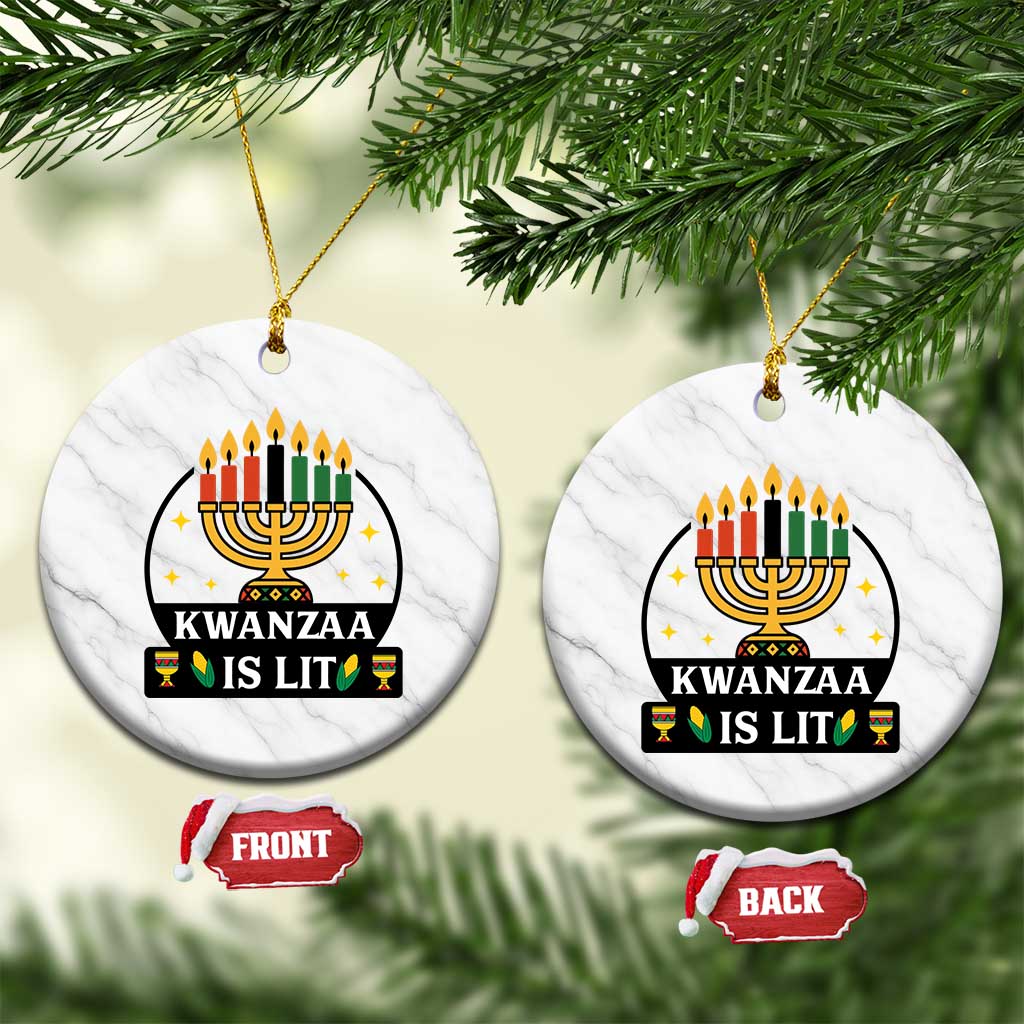Kwanzaa Is Lit Ceramic Ornament Funny African American Holiday Gift - Wonder Print Shop