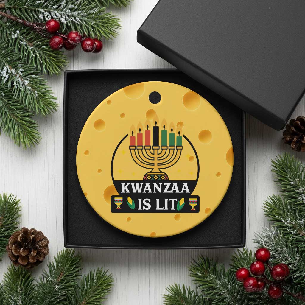 Kwanzaa Is Lit Ceramic Ornament Funny African American Holiday Gift - Wonder Print Shop