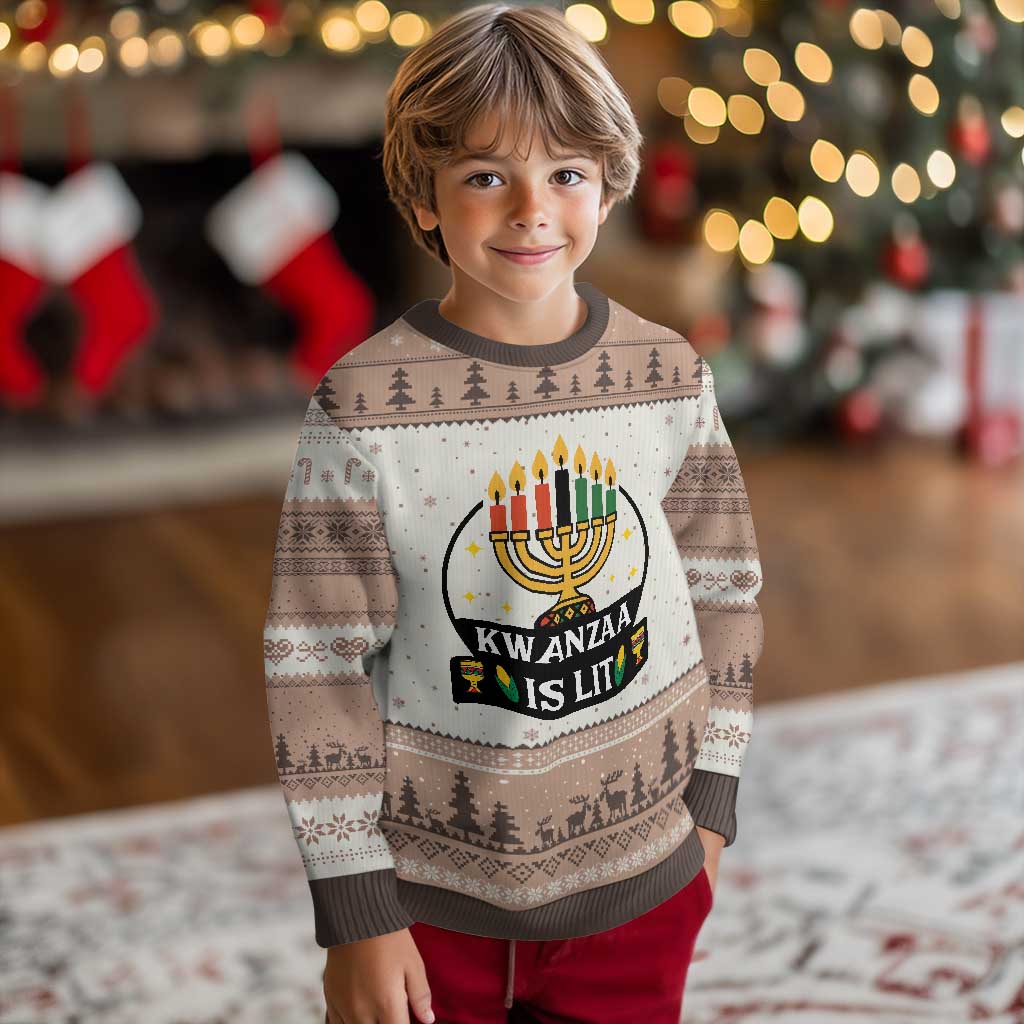 Kwanzaa Is Lit Ugly Christmas Sweater Funny African American Holiday Gift - Wonder Print Shop