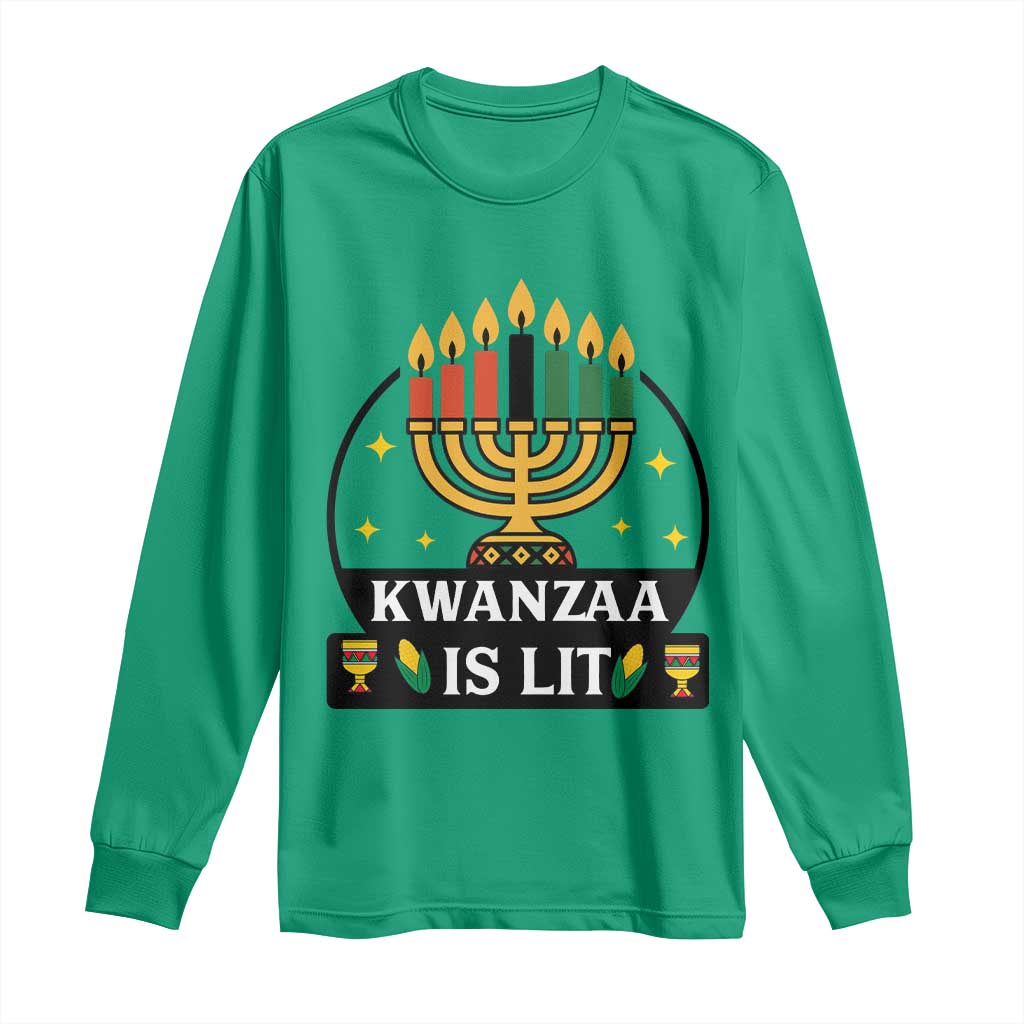 Kwanzaa Is Lit Long Sleeve Shirt Funny African American Holiday Gift - Wonder Print Shop