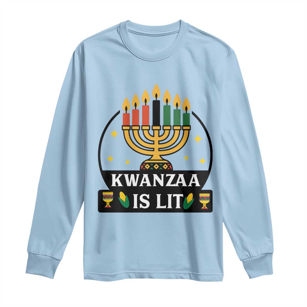 Kwanzaa Is Lit Long Sleeve Shirt Funny African American Holiday Gift - Wonder Print Shop