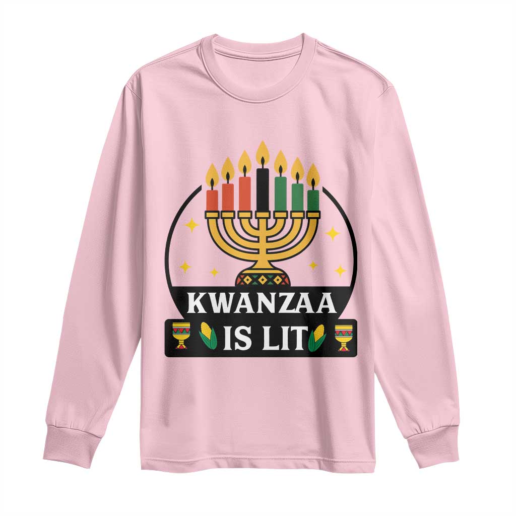 Kwanzaa Is Lit Long Sleeve Shirt Funny African American Holiday Gift - Wonder Print Shop