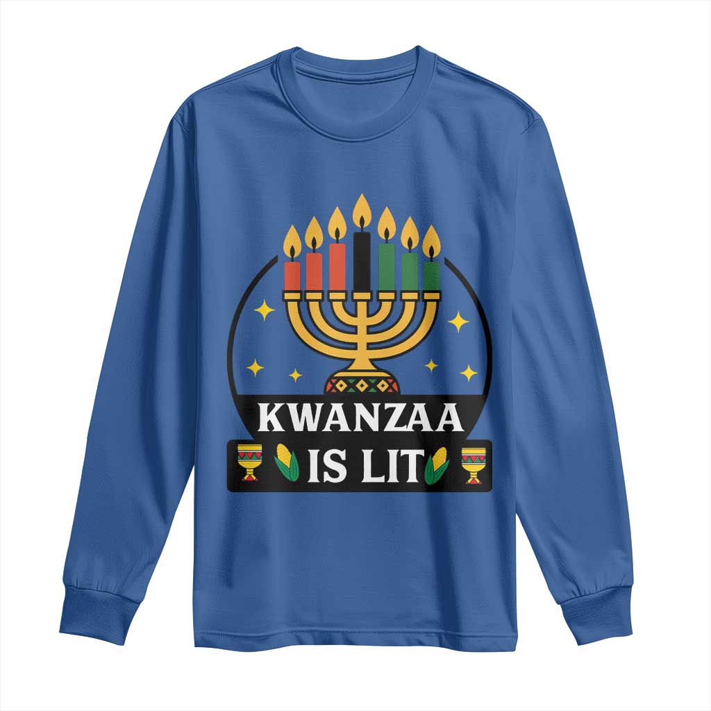Kwanzaa Is Lit Long Sleeve Shirt Funny African American Holiday Gift - Wonder Print Shop