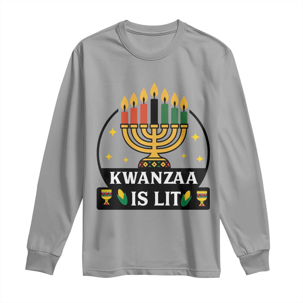 Kwanzaa Is Lit Long Sleeve Shirt Funny African American Holiday Gift - Wonder Print Shop