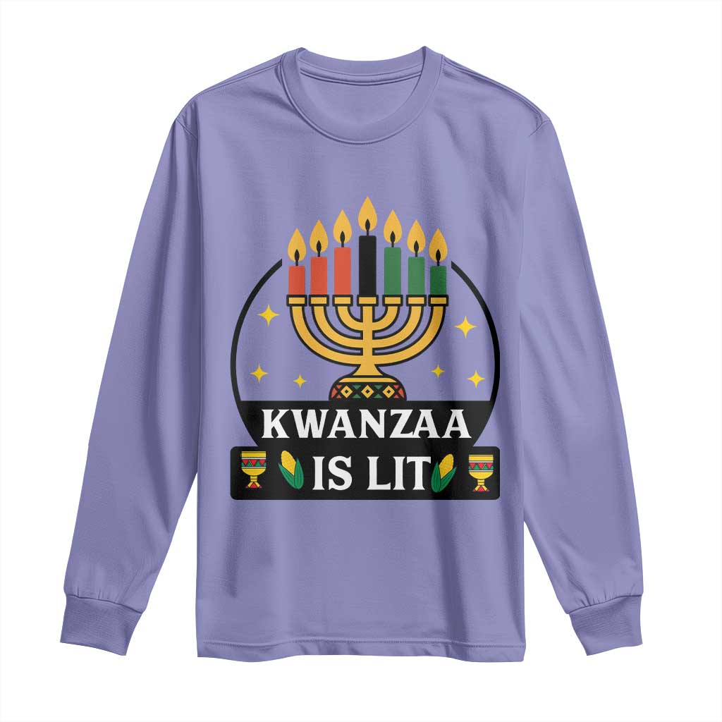 Kwanzaa Is Lit Long Sleeve Shirt Funny African American Holiday Gift - Wonder Print Shop