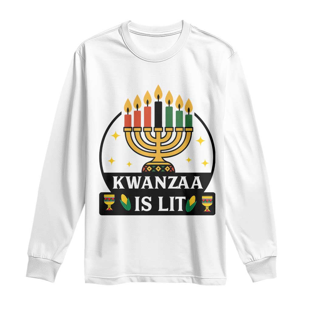 Kwanzaa Is Lit Long Sleeve Shirt Funny African American Holiday Gift - Wonder Print Shop