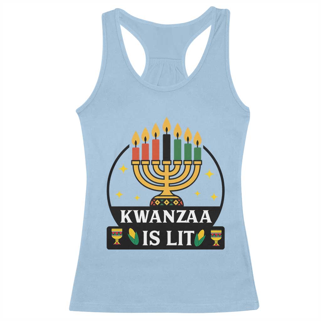 Kwanzaa Is Lit Racerback Tank Top Funny African American Holiday Gift - Wonder Print Shop