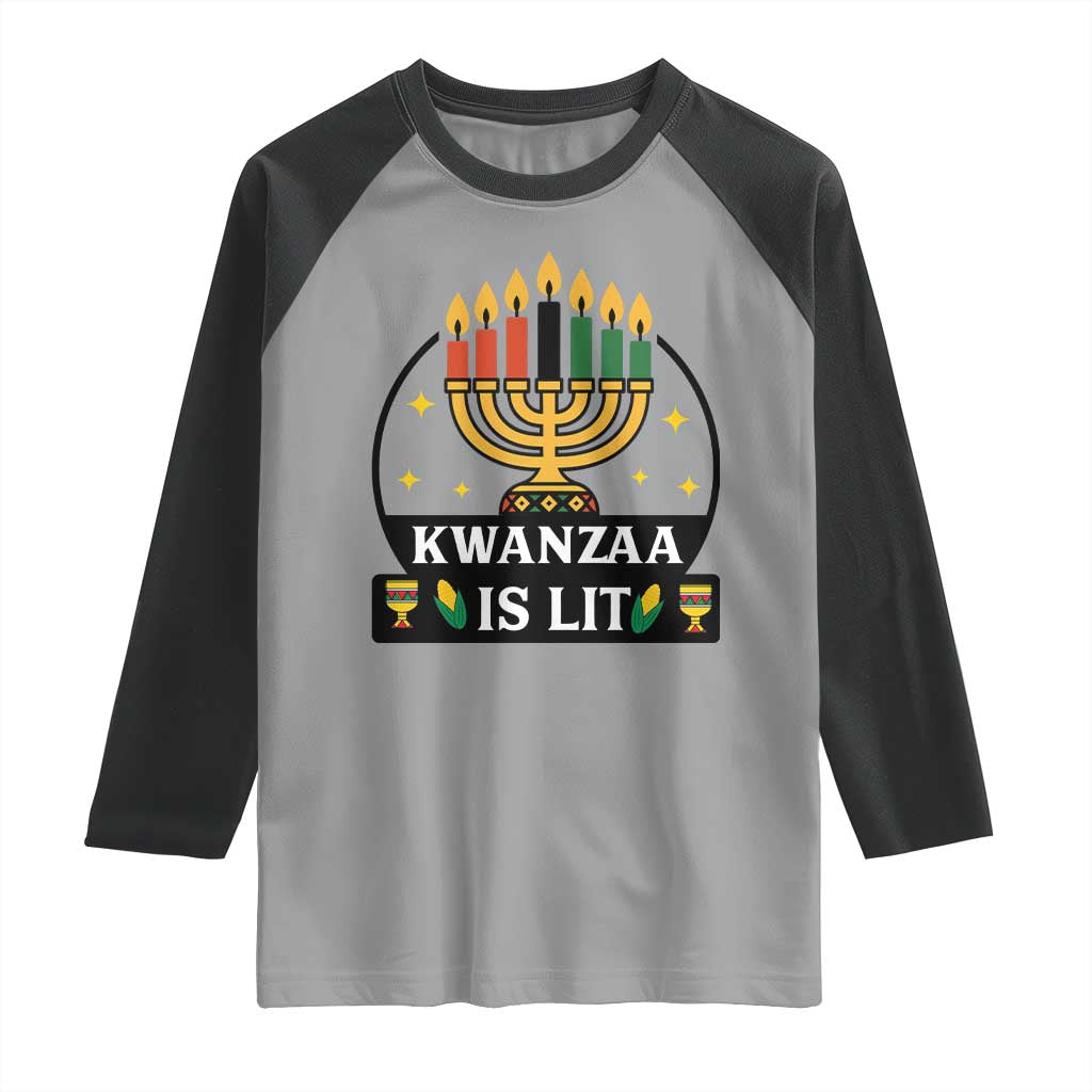 Kwanzaa Is Lit Raglan Shirt Funny African American Holiday Gift - Wonder Print Shop