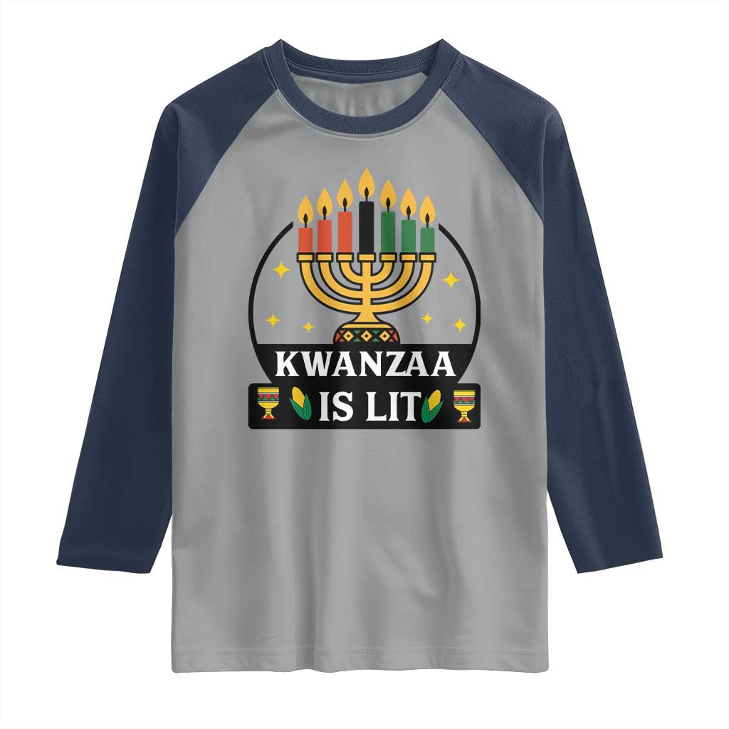 Kwanzaa Is Lit Raglan Shirt Funny African American Holiday Gift - Wonder Print Shop