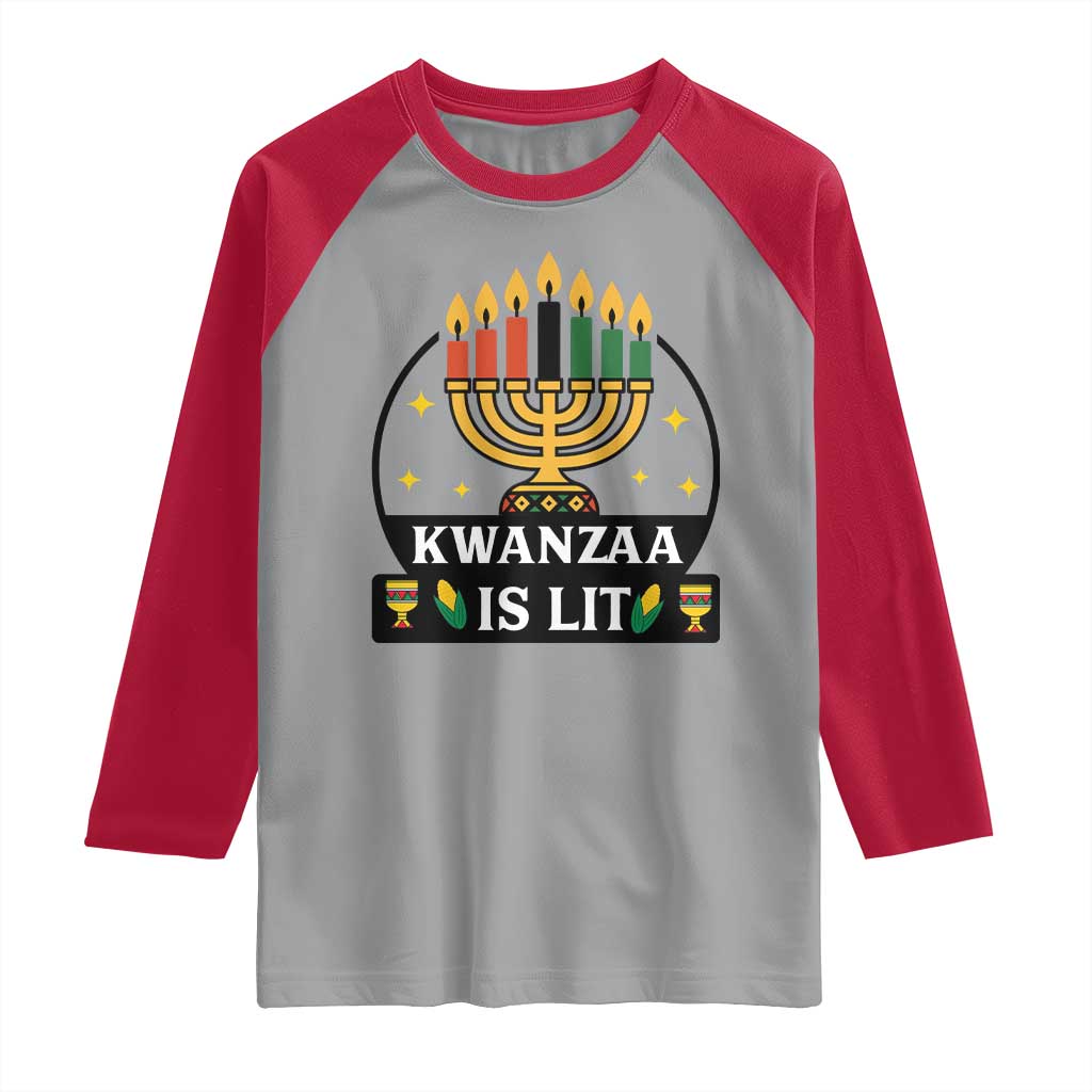 Kwanzaa Is Lit Raglan Shirt Funny African American Holiday Gift - Wonder Print Shop
