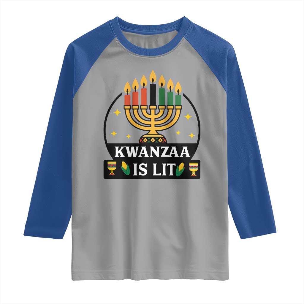 Kwanzaa Is Lit Raglan Shirt Funny African American Holiday Gift - Wonder Print Shop