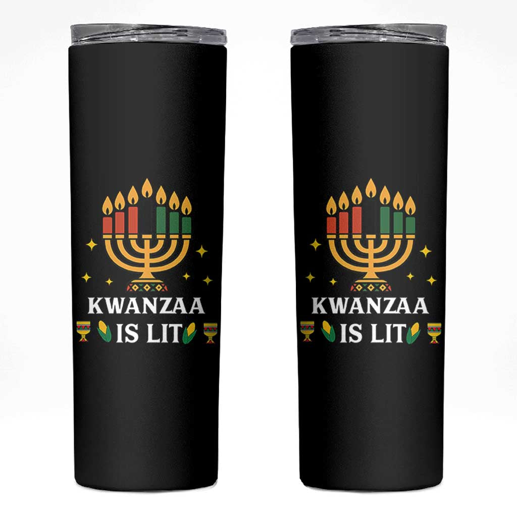 Kwanzaa Is Lit Skinny Tumbler Funny African American Holiday Gift - Wonder Print Shop