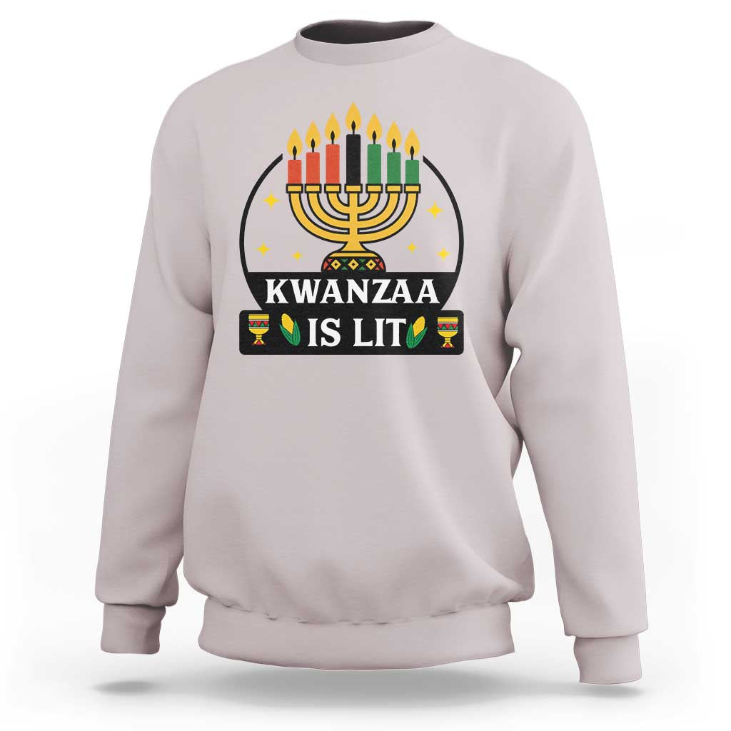 Kwanzaa Is Lit Sweatshirt Funny African American Holiday Gift - Wonder Print Shop