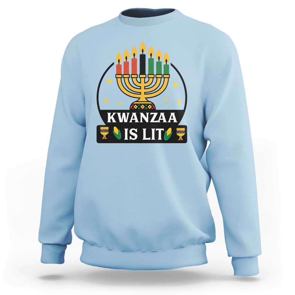 Kwanzaa Is Lit Sweatshirt Funny African American Holiday Gift - Wonder Print Shop