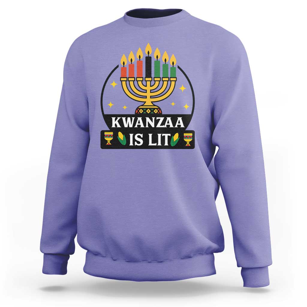 Kwanzaa Is Lit Sweatshirt Funny African American Holiday Gift - Wonder Print Shop