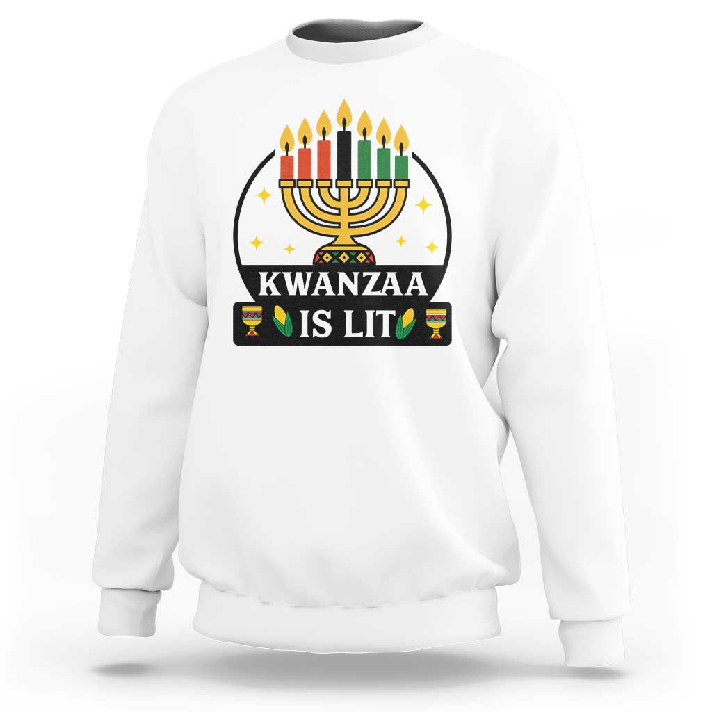 Kwanzaa Is Lit Sweatshirt Funny African American Holiday Gift - Wonder Print Shop
