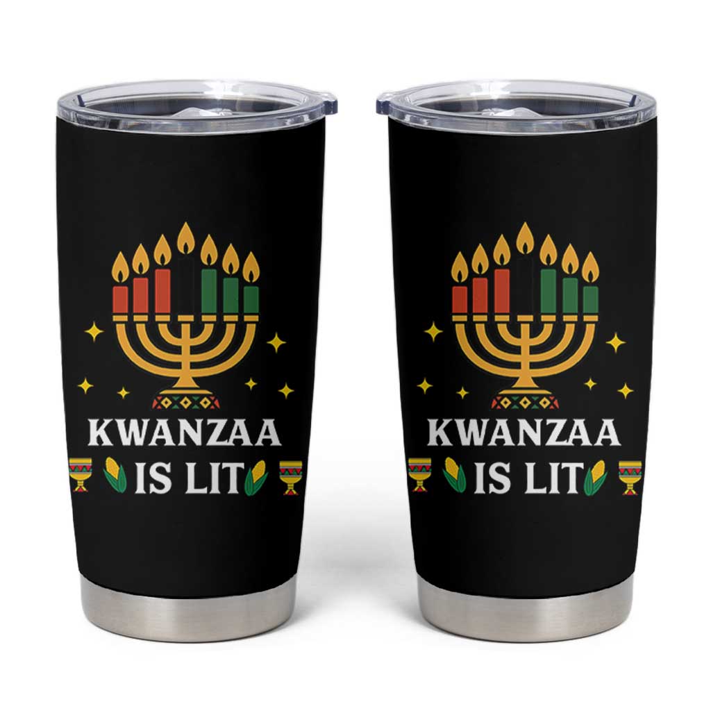 Kwanzaa Is Lit Tumbler Cup Funny African American Holiday Gift - Wonder Print Shop