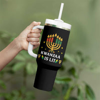 Kwanzaa Is Lit Tumbler With Handle Funny African American Holiday Gift - Wonder Print Shop