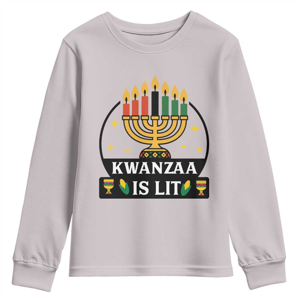 Kwanzaa Is Lit Youth Sweatshirt Funny African American Holiday Gift - Wonder Print Shop